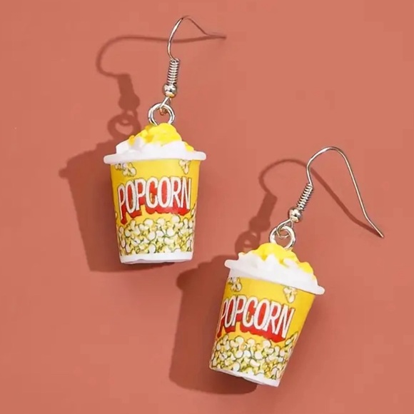 Novelty Pop Corn Dangle Earrings - Picture 3 of 10